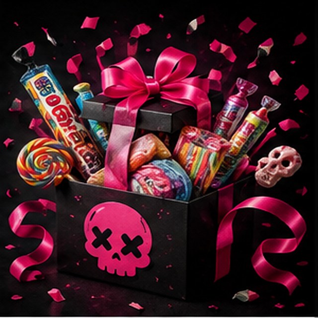 Gift box filled with candy